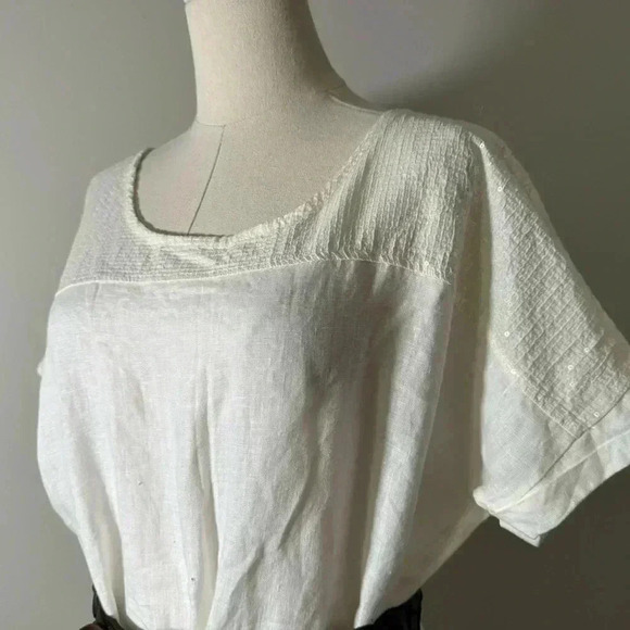 Italian linen Lungo L’arno boho glam shabby chic white dress with sequin details - Picture 4 of 8